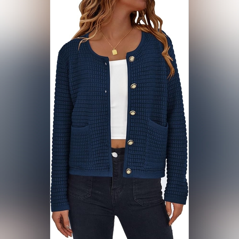 Pretty Garden Black Cardigan with Gold Buttons